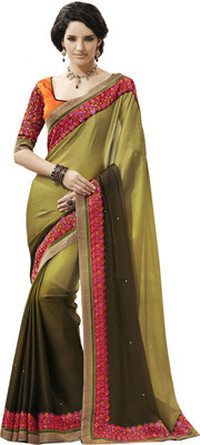

Desi Butik Self Design Fashion Chiffon Saree(Green)