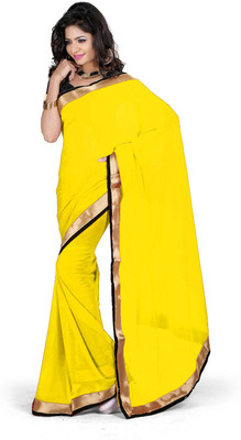 

Party Wear Dresses Solid Fashion Georgette Saree(Yellow)