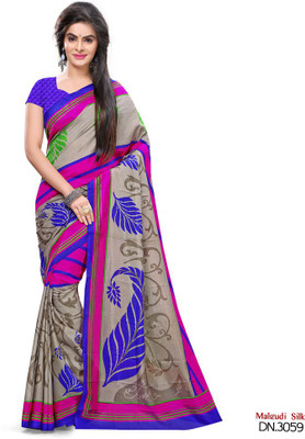 Sunaina Printed Bhagalpuri Art Silk Saree(Multicolor)