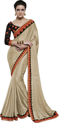 Desi Butik Self Design Fashion Crepe Saree(Gold)