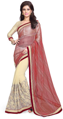 

Sourbh Sarees Embroidered Bollywood Net, Chiffon Saree(Red, Beige, Beige;red