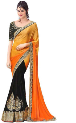 

Dancing Girl Embroidered Bollywood Chiffon Saree(Orange)