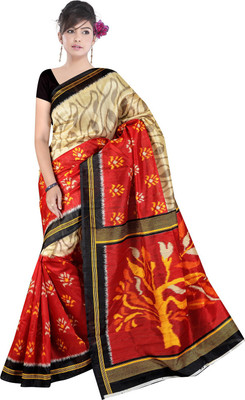 

Manthan Printed Daily Wear Art Silk Saree(Beige, Red)