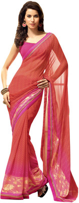 

Vishal Solid Fashion Georgette Saree(Pink)