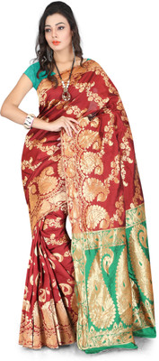 

It's Banii Woven Banarasi Handloom Banarasi Silk Saree(Red)
