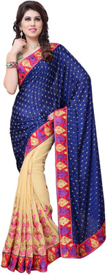 

JTInternational Embroidered Fashion Handloom Georgette Saree(Multicolor), Blue;brown