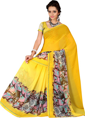 

Jiya Self Design, Printed Fashion Georgette Saree(Yellow, Multicolor), Multicolor;yellow