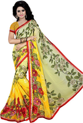 

Indian Wear Online Printed Fashion Chiffon Saree(Yellow)