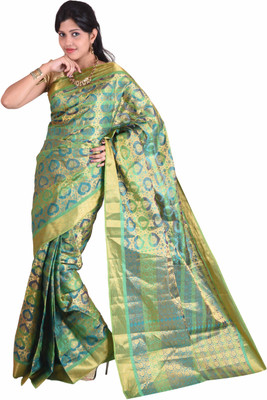 

Mimosa Self Design Kanjivaram Net, Silk, Jacquard Saree(Multicolor), Rama