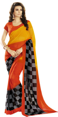 

Khoobee Self Design, Printed Fashion Georgette Saree(Orange, Multicolor), Multicolor;orange