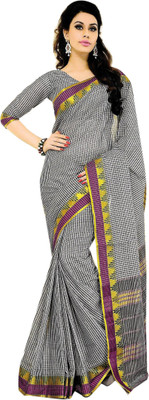 

Jannat Checkered Fashion Cotton Saree(Multicolor)