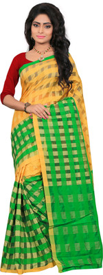 

It's Banii Woven Assam Silk Handloom Silk Cotton Blend Saree(Green)