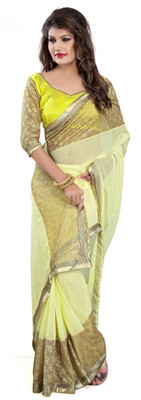 

SHREE OM VALLABH Self Design Banarasi Chiffon Saree(Yellow)