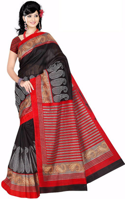 

Right Shape Woven Bhagalpuri Jute Saree(Black)