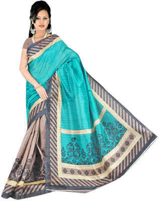 

Jiya Self Design Fashion Silk Saree(Light Blue, Brown), Brown;light blue