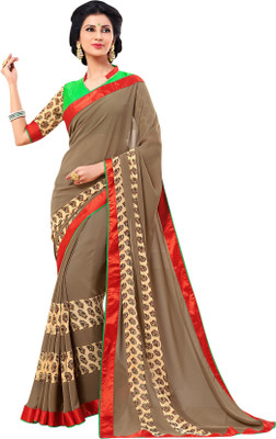 

Brijraj Printed Fashion Georgette Saree(Grey), Dust