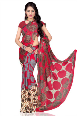 

Vardan Prints Printed Bollywood Georgette Saree(Grey, Red)