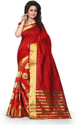 

Style U Embellished Banarasi Poly Silk Saree(Red)