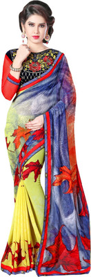 

Lovelylook Printed Fashion Georgette Saree(Multicolor), Yellow & blue