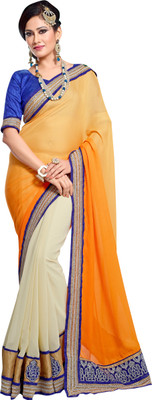 

Brijraj Embellished Fashion Georgette Saree(White, Yellow)