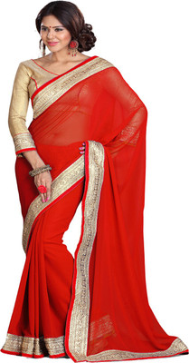 

Sourbh Sarees Self Design Fashion Georgette Saree(Red)
