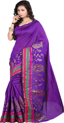 

Sanju Sarees Self Design Banarasi Banarasi Silk Saree(Blue), Purple