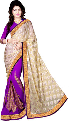 

M.S.Retail Embroidered Fashion Chiffon Saree(Purple)