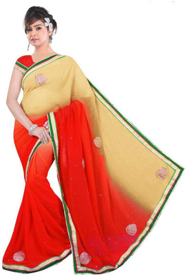 

Dancing Girl Printed Bollywood Georgette Saree(Beige)