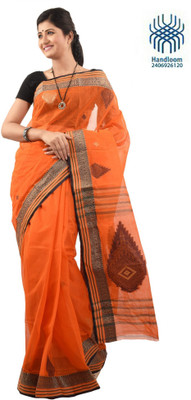 

Tantuja Self Design Tangail Handloom Cotton Saree(Orange)