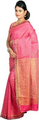 

Mimosa Woven Kanjivaram Raw Silk Saree(Pink), Rani