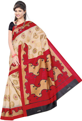 

Parisha Printed Daily Wear Art Silk Saree(Beige, Red)