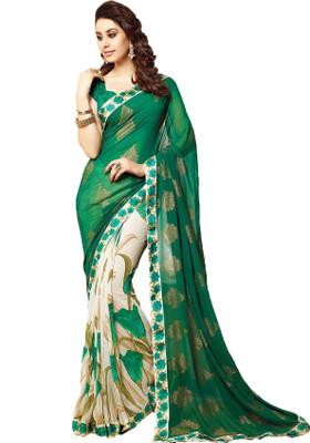 

Fashion And Hub Self Design Bollywood Georgette Saree(Green), Multi color