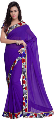 

Sourbh Sarees Solid Fashion Georgette Saree(Purple)