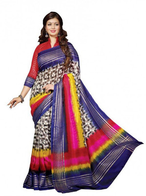 

Sunaina Printed Bhagalpuri Cotton Linen Blend Saree(Multicolor)