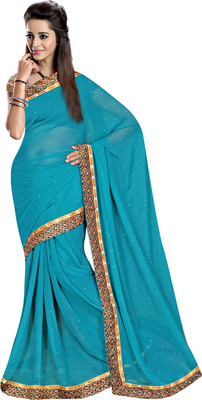 

Khoobee Self Design, Embellished Fashion Georgette Saree(Light Blue)