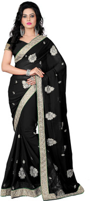 

Vishakha Fashion Embroidered Fashion Georgette Saree(Black)