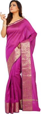 

Kataan Bazaar Woven Banarasi Handloom Art Silk Saree(Magenta)