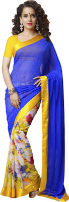 

Jiya Self Design, Printed Fashion Georgette, Chiffon Saree(Blue, Multicolor)