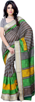 

JTInternational Striped Chanderi Handloom Art Silk Saree(Multicolor)