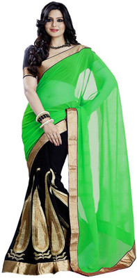 

Stylezone Embroidered Bollywood Chiffon Saree(Green)