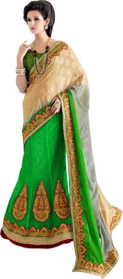 

Khoobee Self Design, Embroidered Fashion Net, Cotton, Satin, Jacquard Saree(Beige, Grey, Green), Beige;green;grey