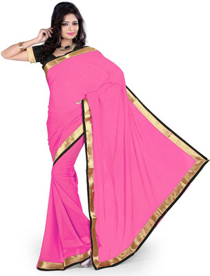 

Party Wear Dresses Solid Fashion Georgette Saree(Pink)