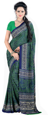 

Jiya Self Design, Printed Fashion Crepe, Silk Saree(Green, Multicolor), Green;light green;multi