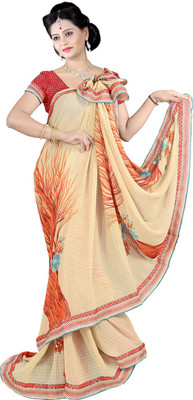 

Khushali Printed Fashion Georgette Saree(Beige)