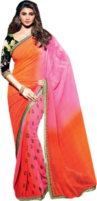 

Vishal Solid Fashion Georgette Saree(Pink)