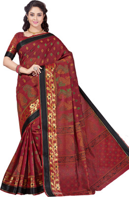 

M.S.Retail Printed Gadwal Cotton Saree(Maroon)