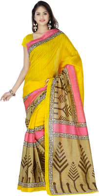 

Indrani Printed Fashion Silk Saree(Multicolor), Brown;pink;yellow