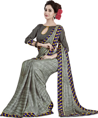 

Khoobee Self Design Fashion Chiffon Saree(Grey)
