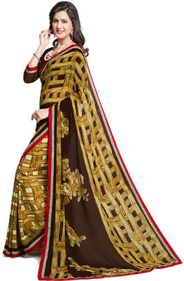 

PSHOPEE Printed Fashion Chiffon Saree(Gold)