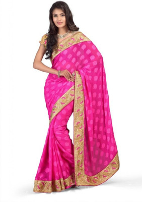 

Chirag Sarees Self Design Fashion Chiffon Saree(Pink)
